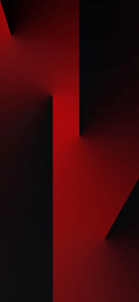 Premium red and black abstract 4K mobile wallpaper featuring bold geometric shapes and smooth gradient transitions, optimized for AMOLED smartphone displays