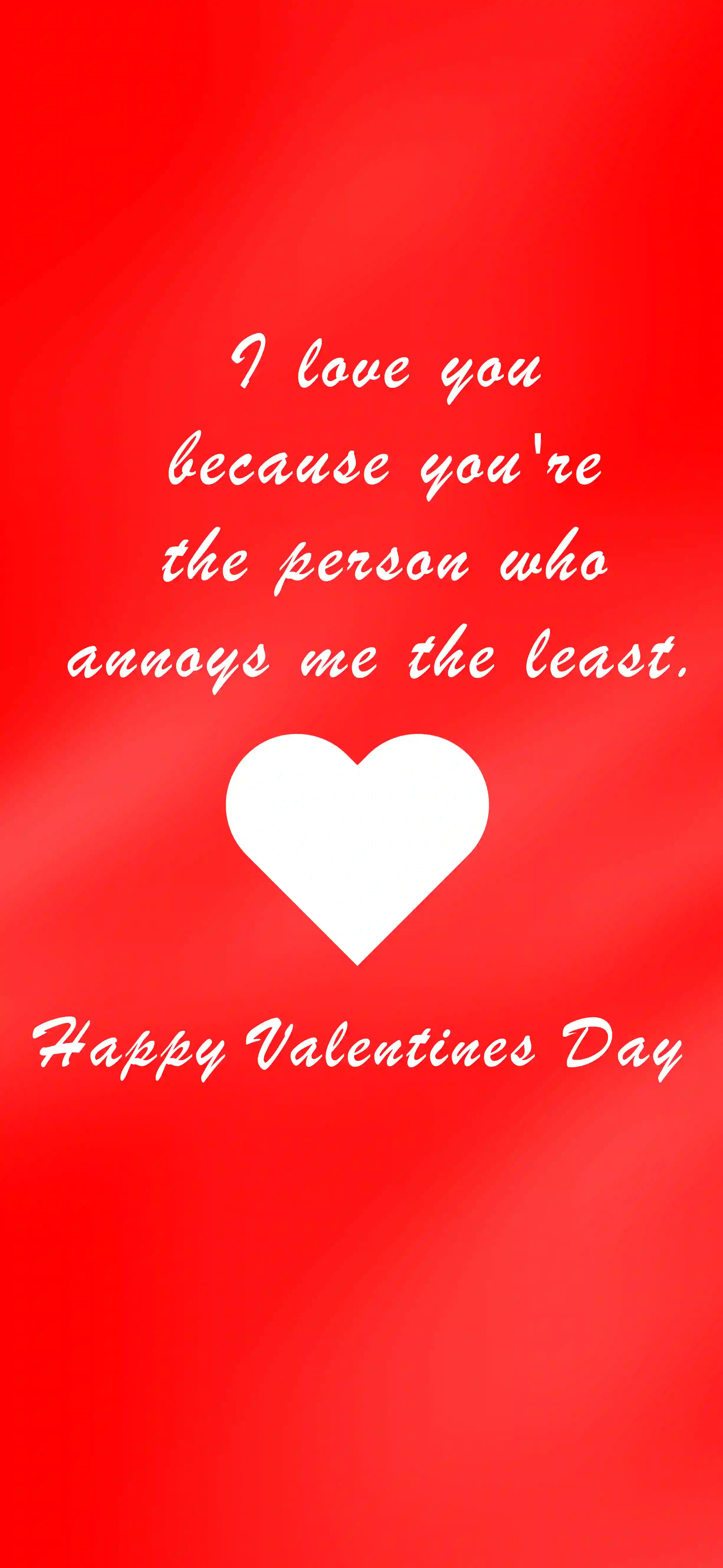 Red Valentine’s Day 4K mobile wallpaper with a white heart and a love quote