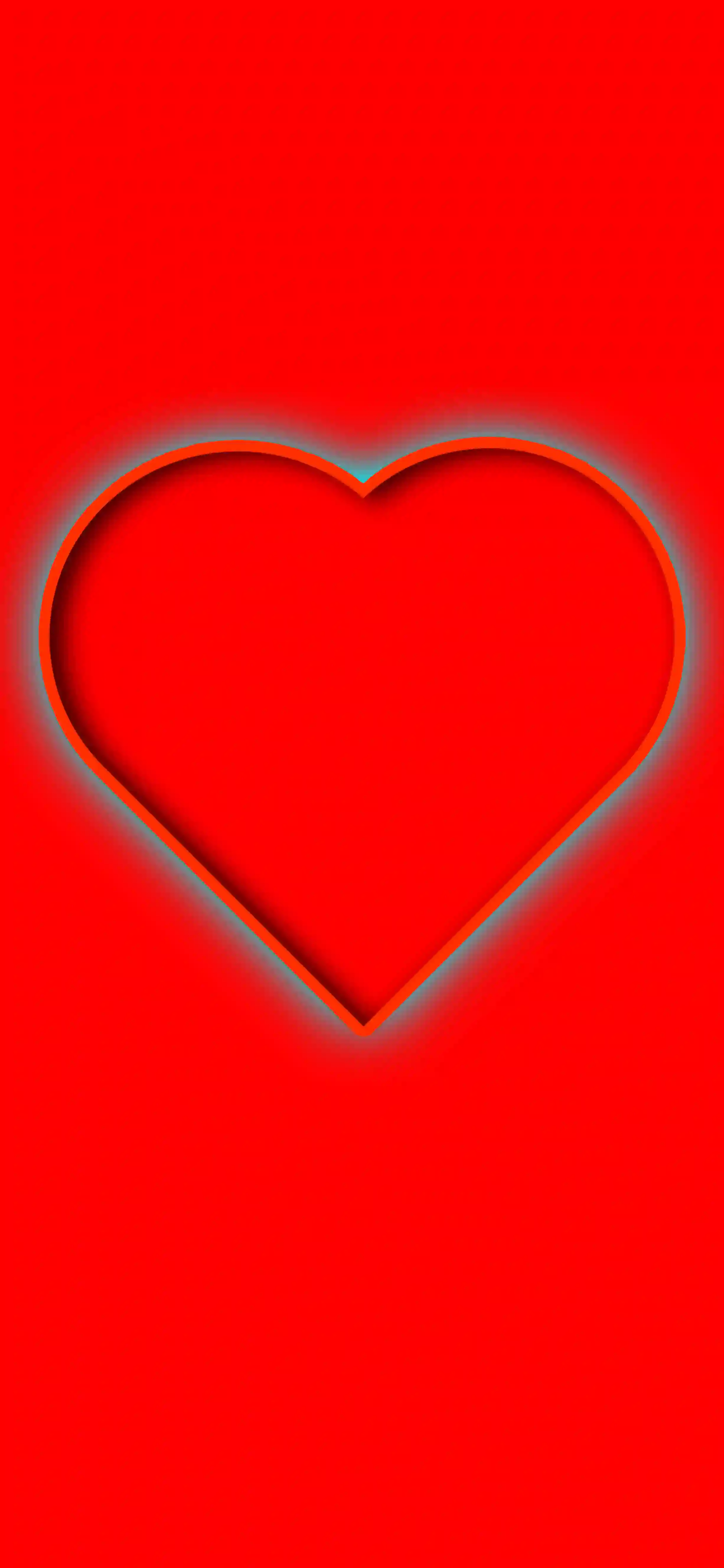 Red 4K mobile wallpaper with a glowing heart on a solid red background