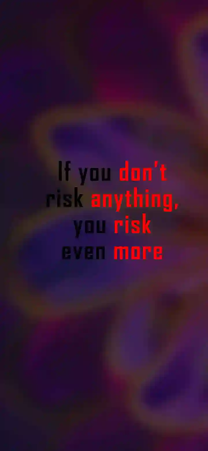 If you don't risk anything you risk even more 4K wallpaper feature image – bold red text on moody dark purple background