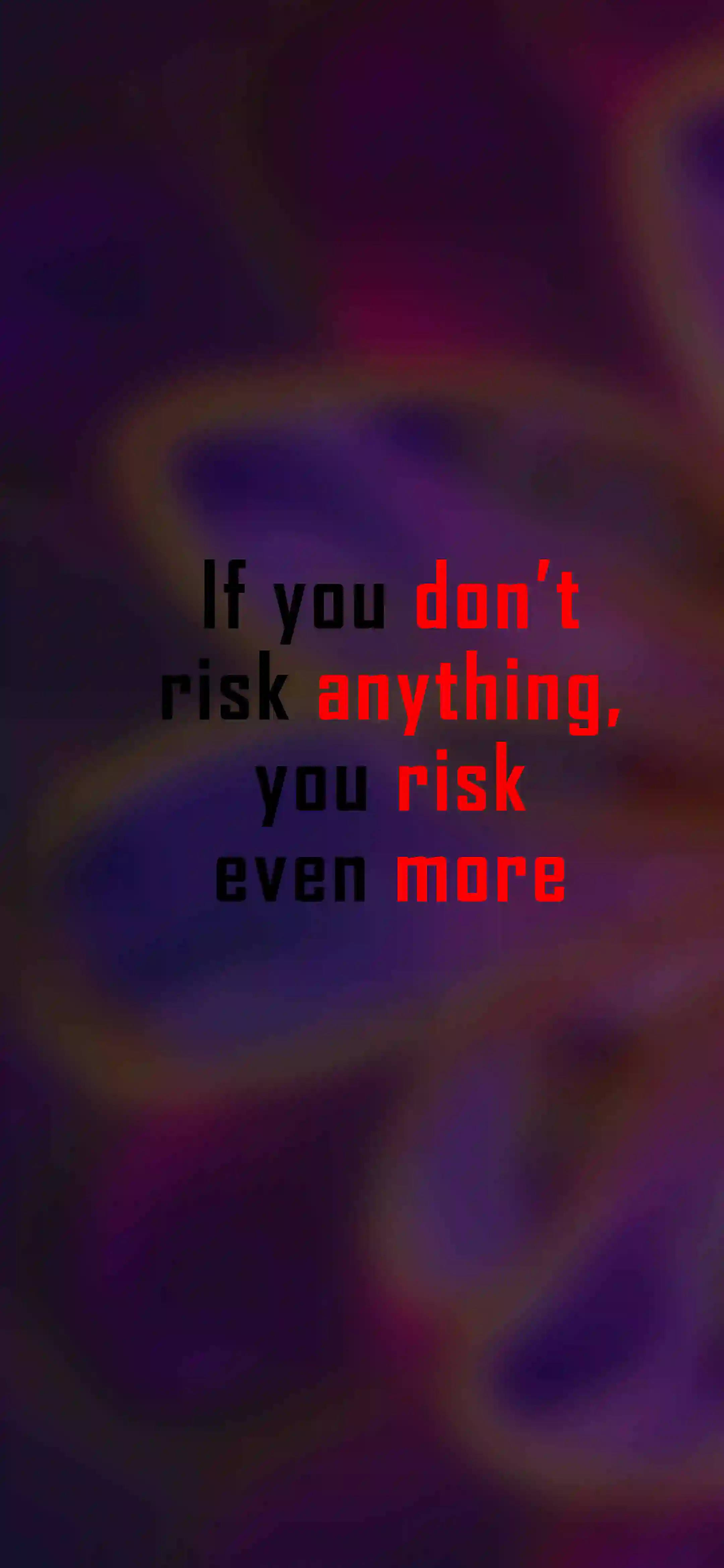 If you don't risk anything you risk even more 4K wallpaper thumbnail – red black typography on dark purple bokeh
