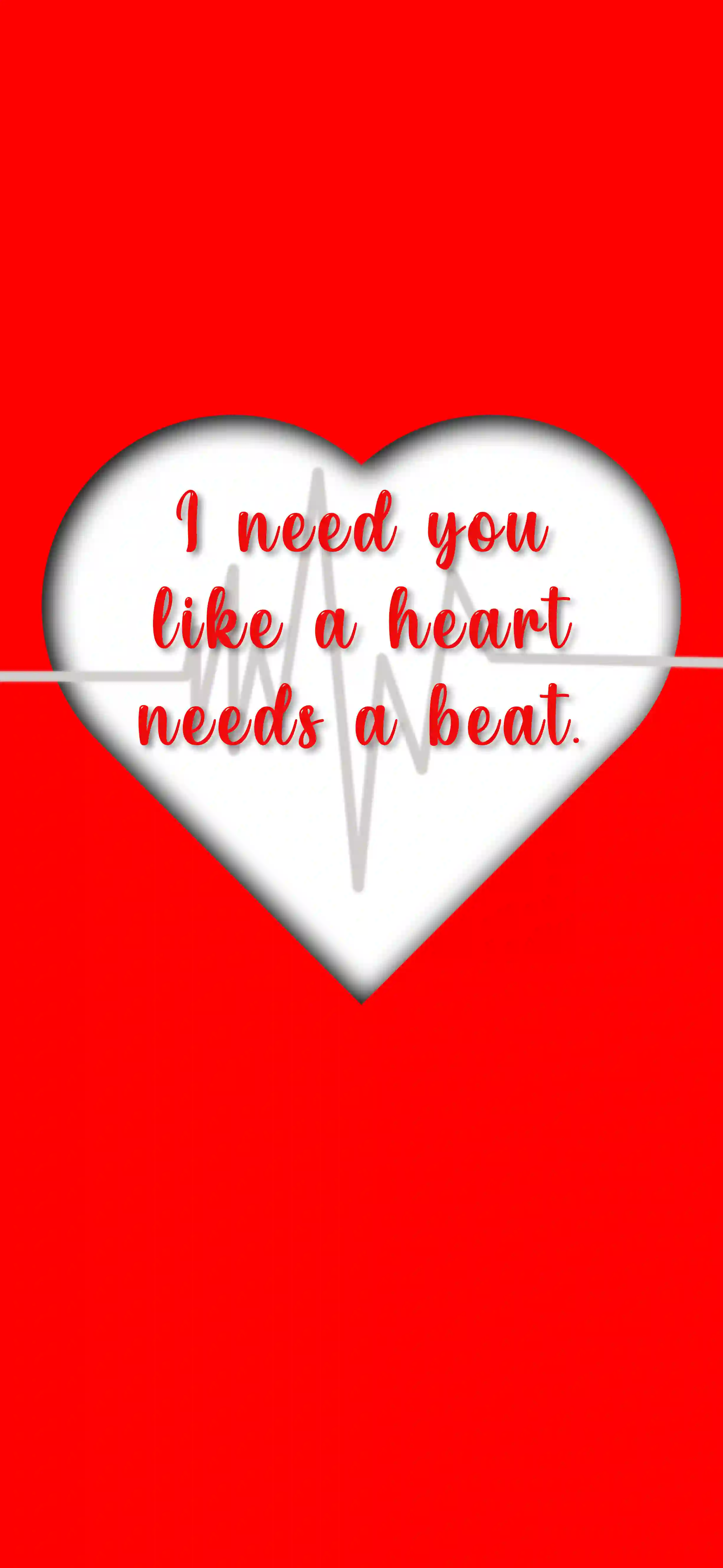 Red 4K mobile wallpaper with a white heart and romantic love quote
