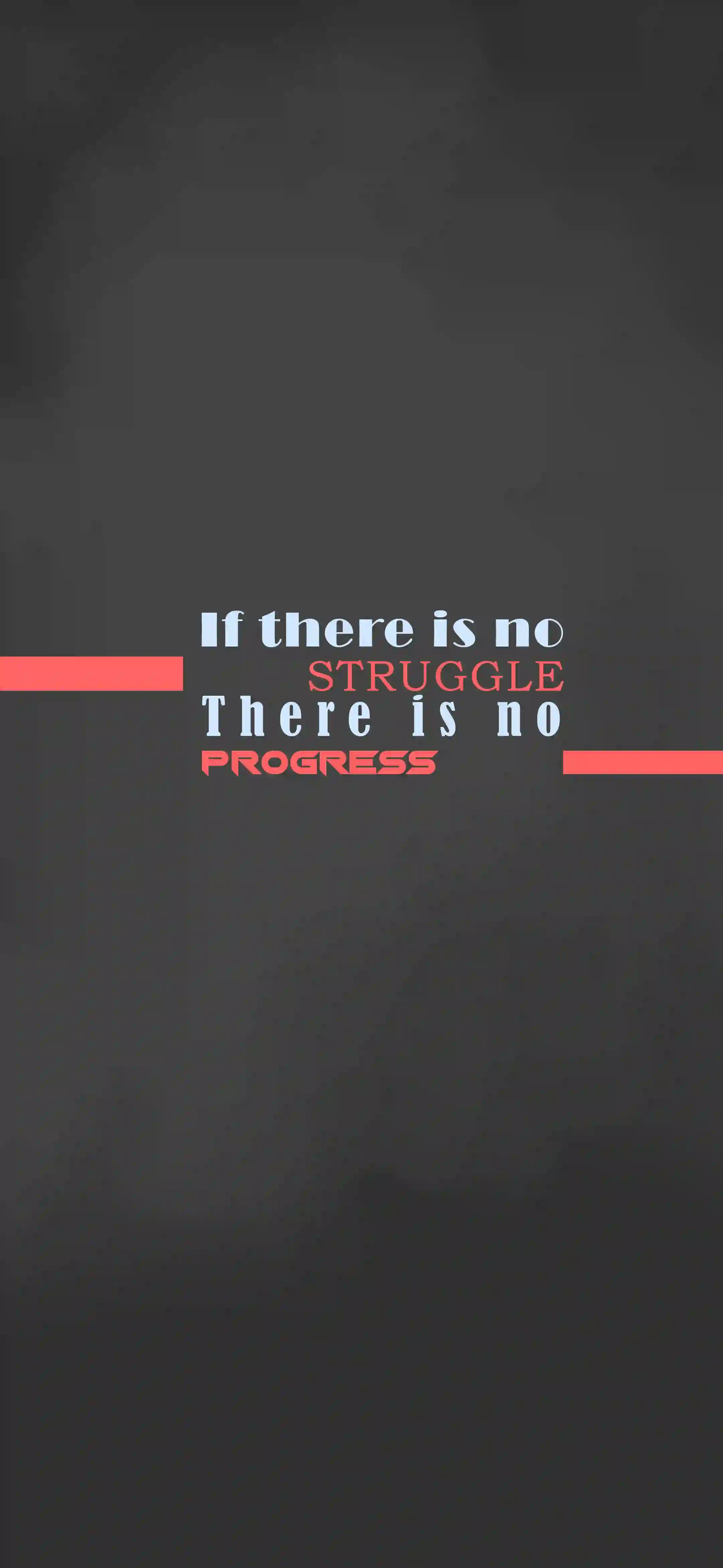 No struggle no progress 4K dark motivational wallpaper thumbnail – white red typography on dark gray background