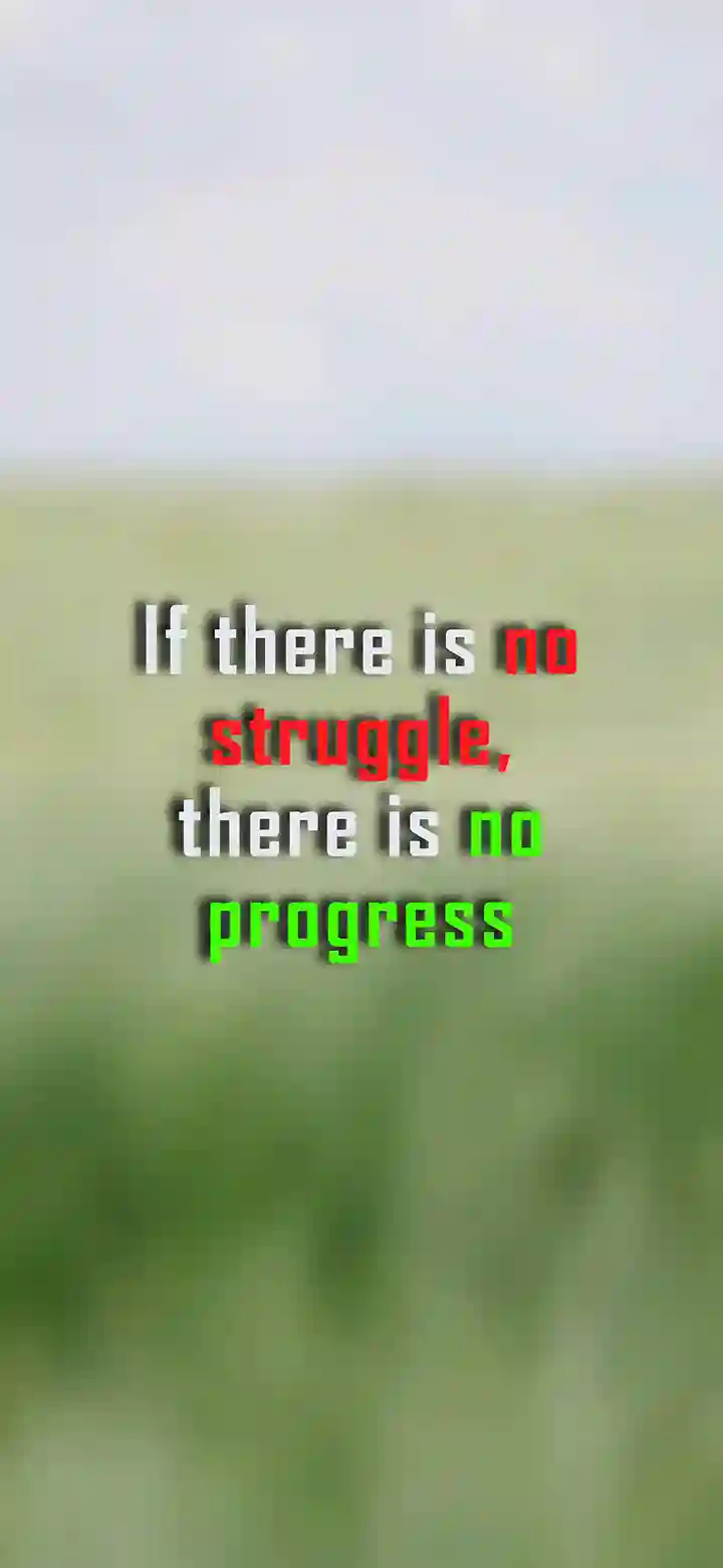 No struggle no progress 4K nature motivational wallpaper feature image – bold text on soft green outdoor background