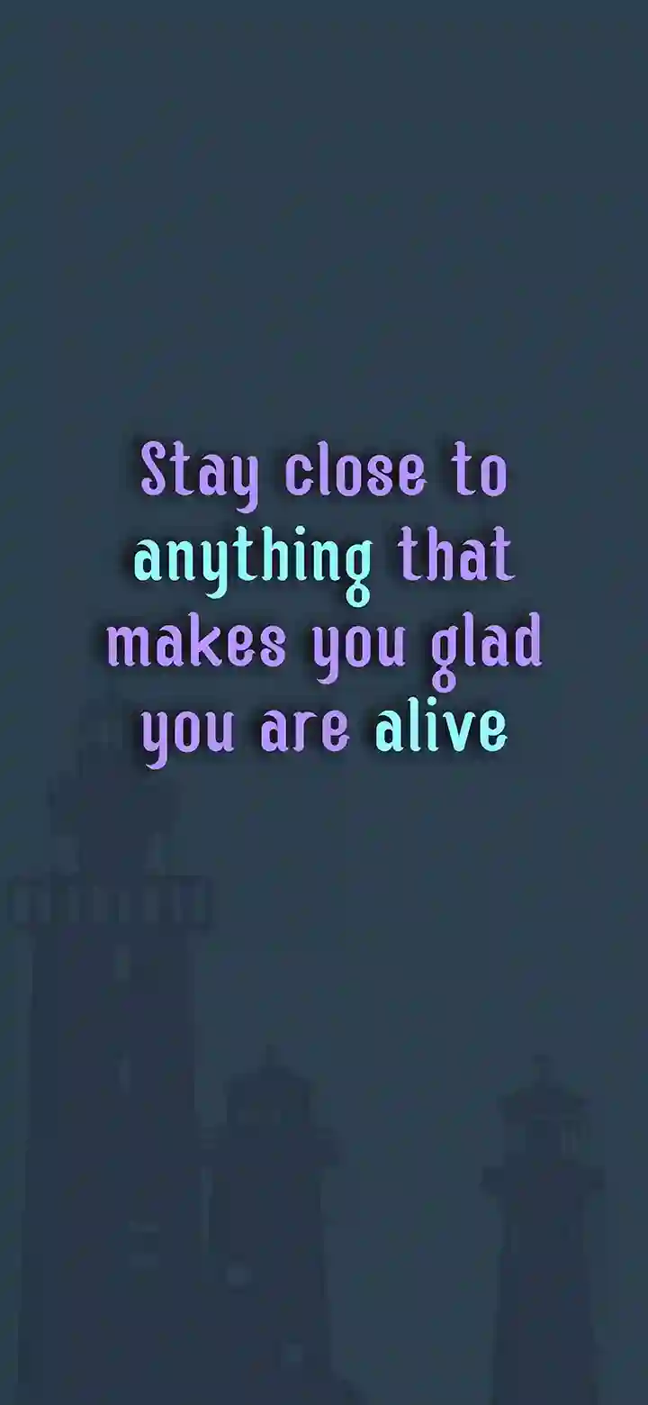 Stay close to what makes you glad you are alive 4K wallpaper feature image – soft purple typography on teal city silhouette