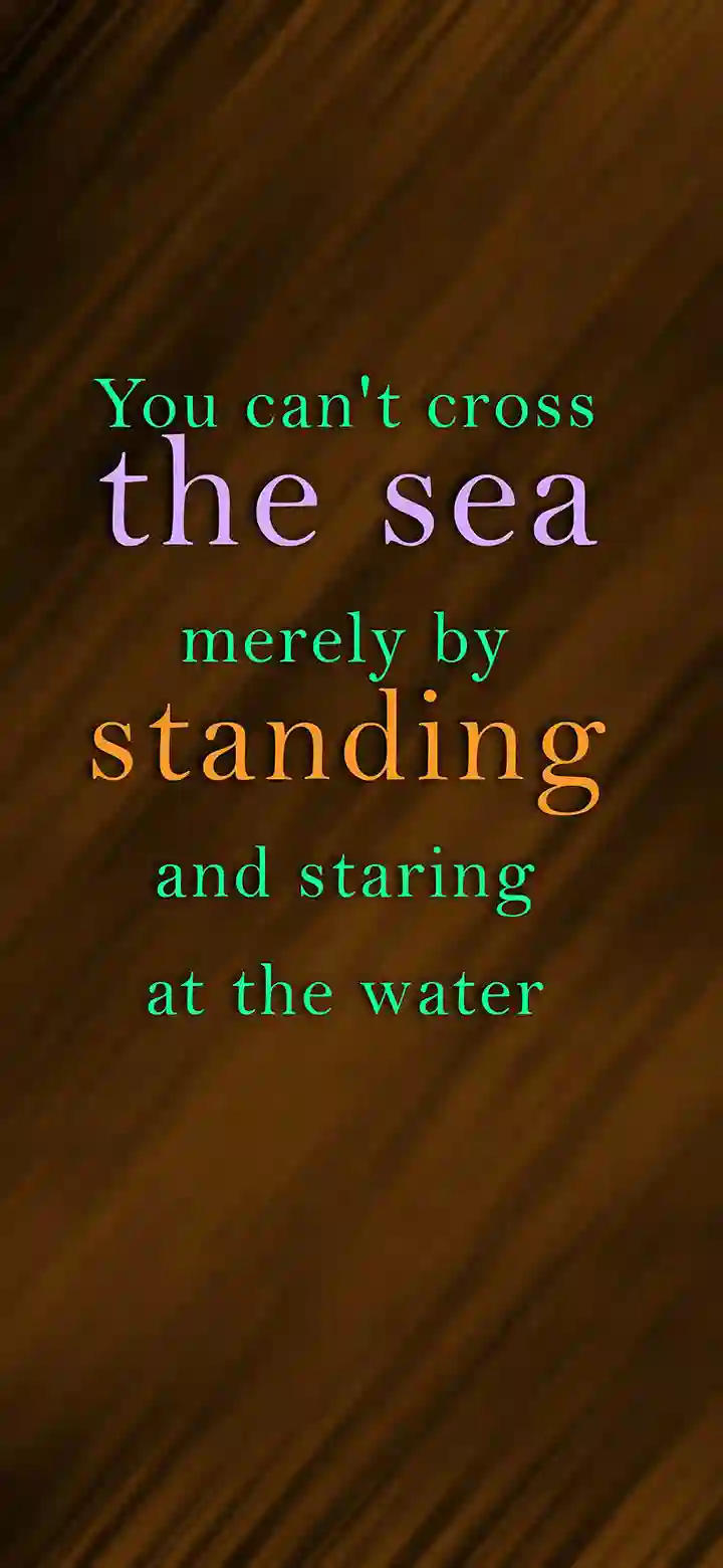 You can't cross the sea 4K motivational wallpaper feature image – inspirational quote with mint green and orange text