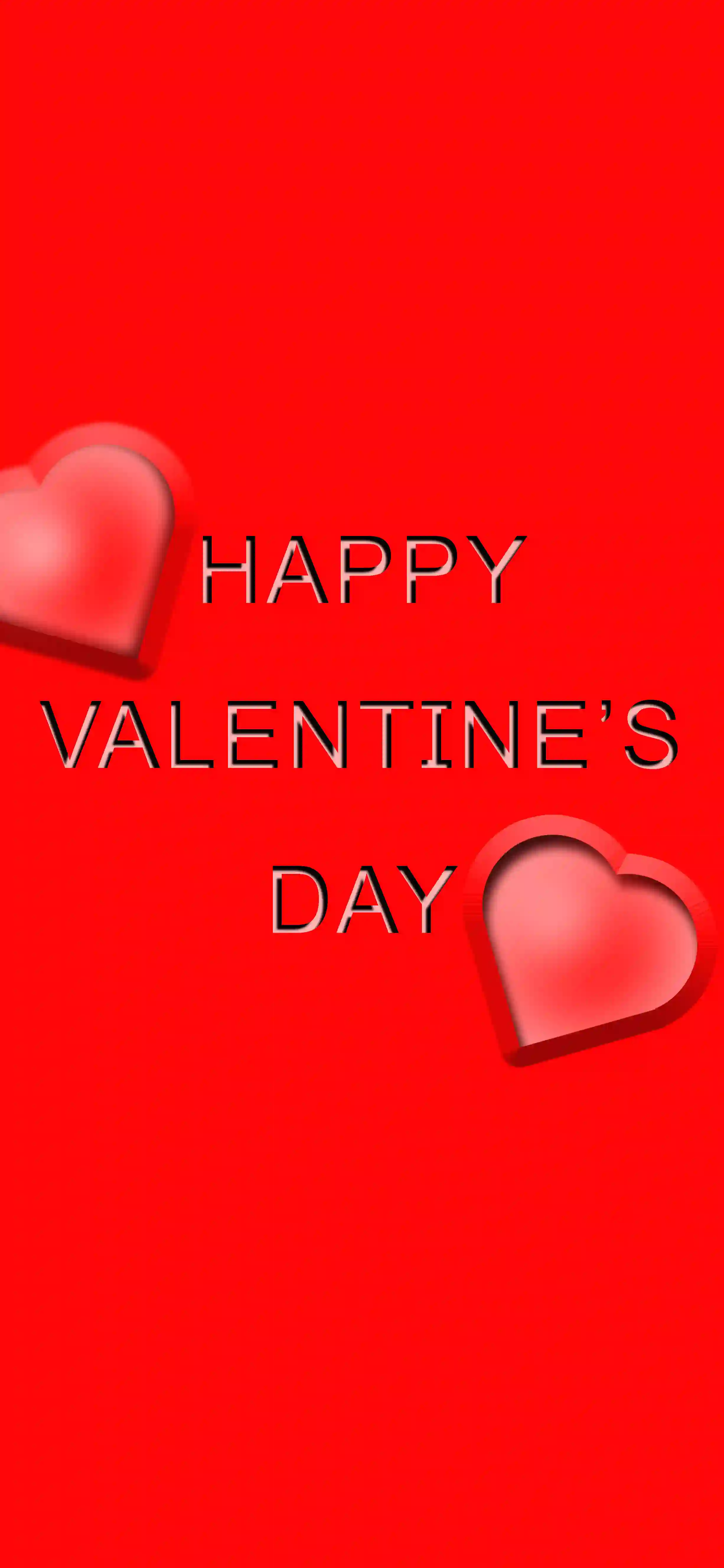 Happy Valentines Day 4K wallpaper thumbnail bold text two pink 3D hearts red background