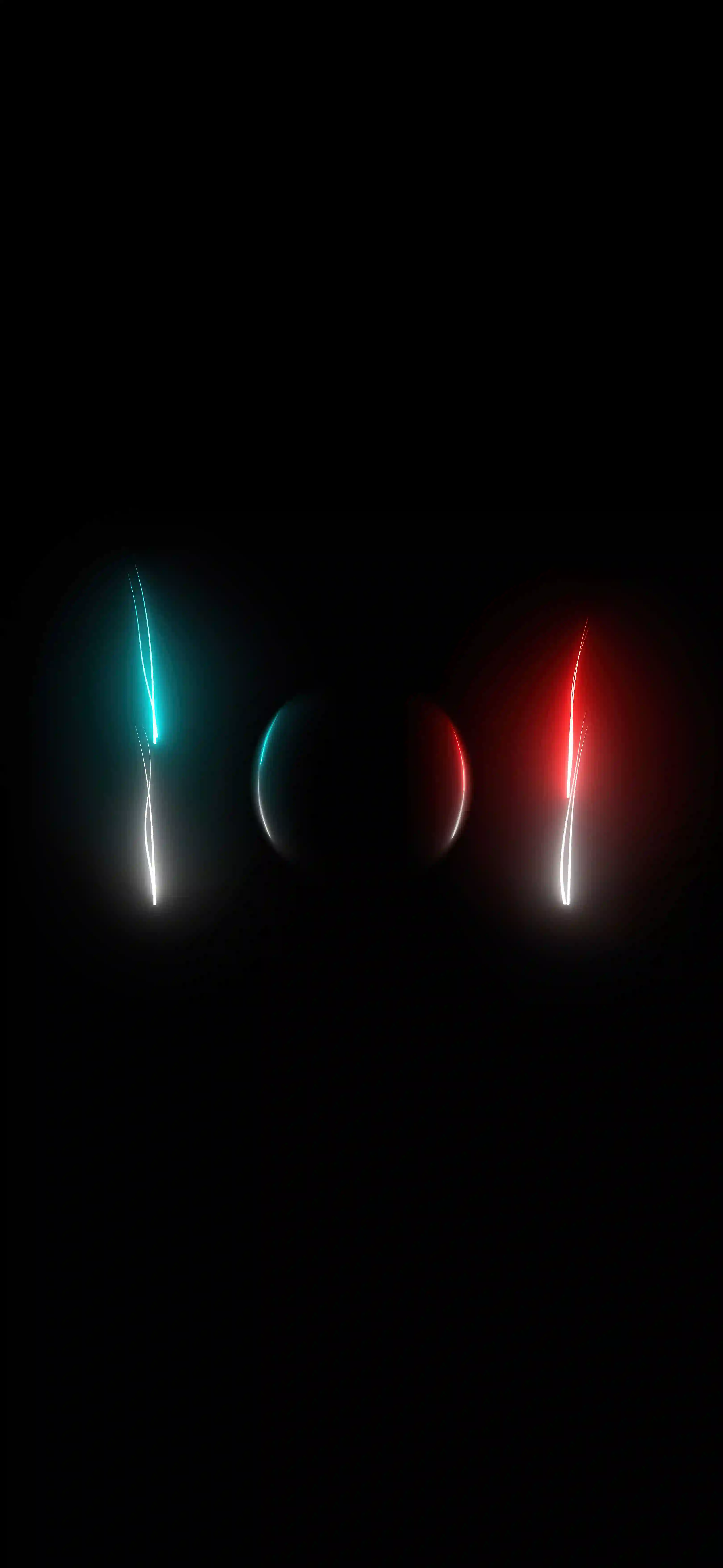 Neon cyan red sphere dark 4K wallpaper thumbnail cyan red neon streaks dark sphere black