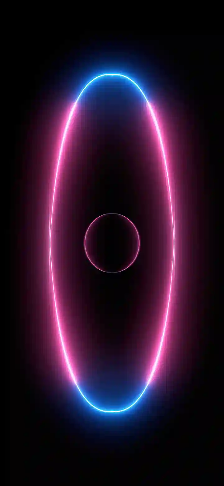 Neon pink blue oval portal dark wallpaper feature image tall pink neon frame blue arc dark sphere