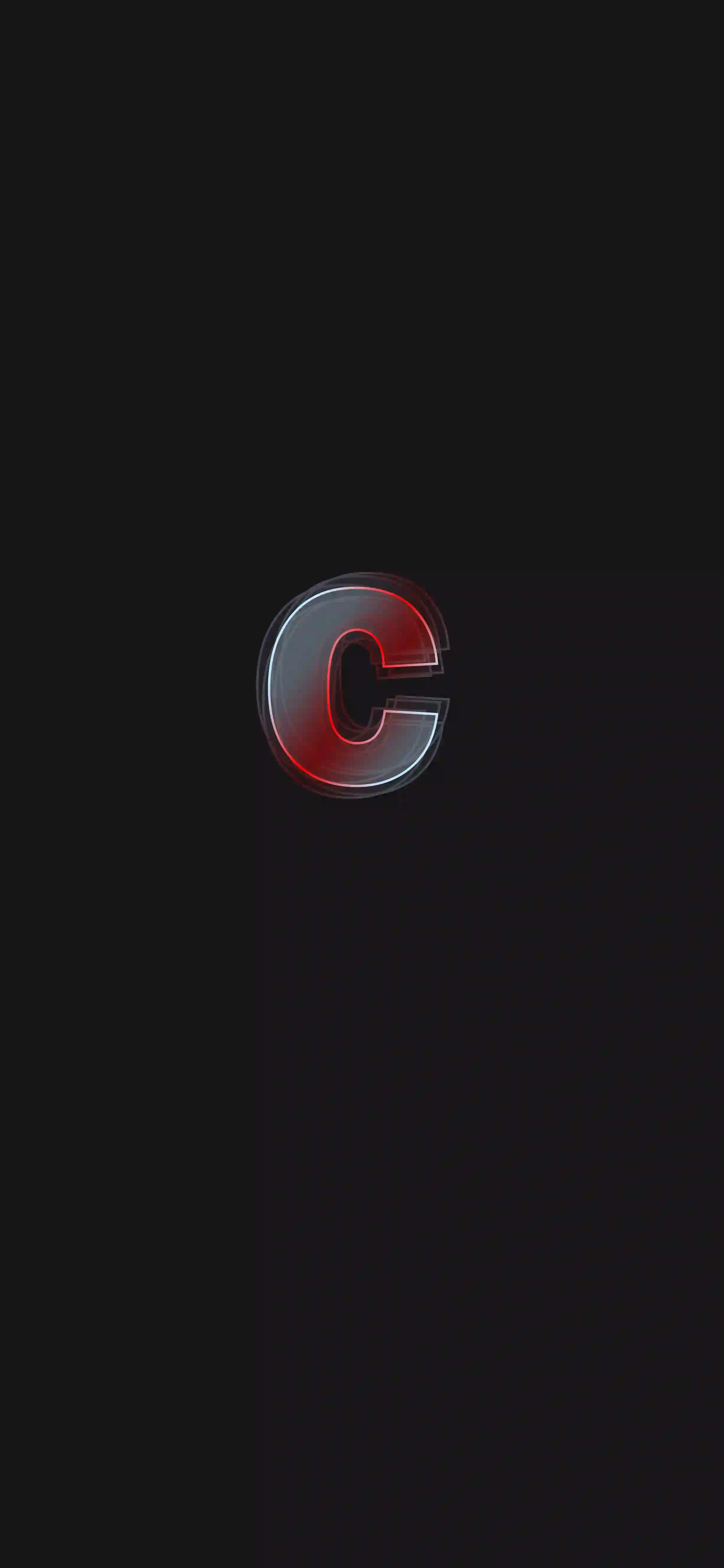Neon red dark letter C 4K wallpaper thumbnail red glow dark charcoal background