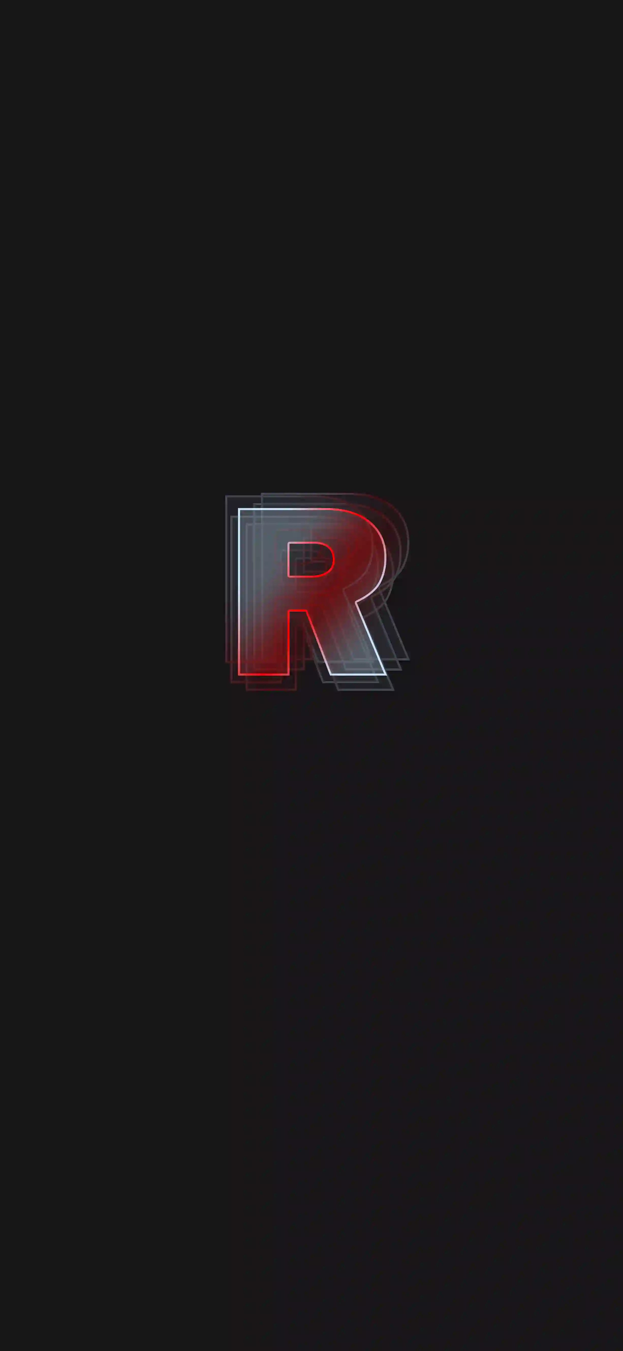 Neon red dark letter R 4K wallpaper thumbnail red glow dark charcoal background