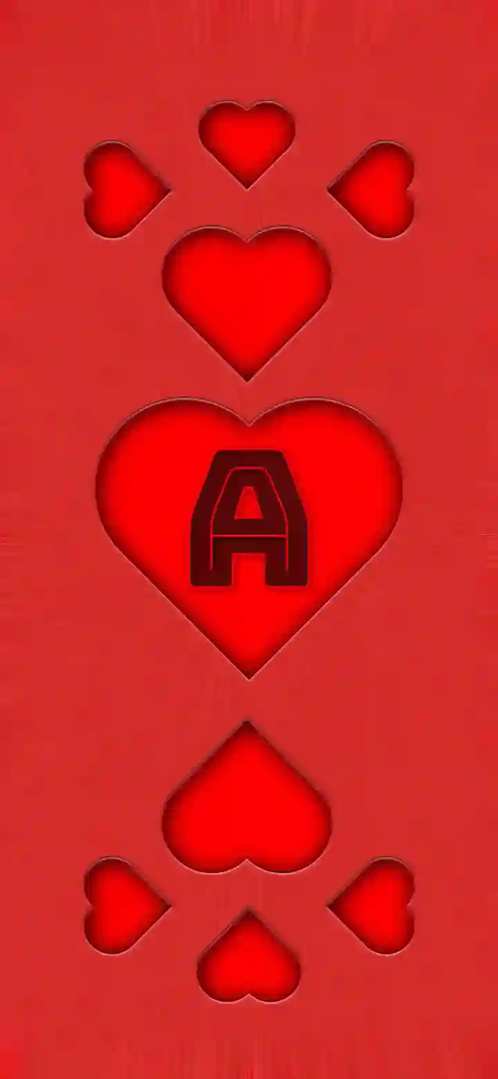 Red heart pattern letter A wallpaper feature image bold letter center heart embossed hearts red