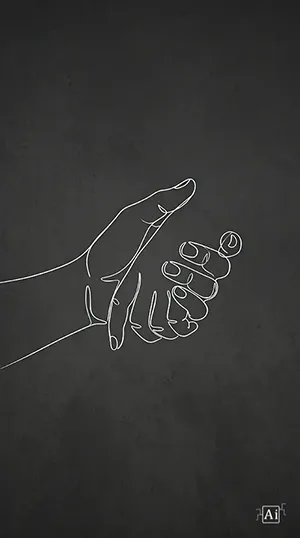 Featured display of the holding hands line art wallpaper.