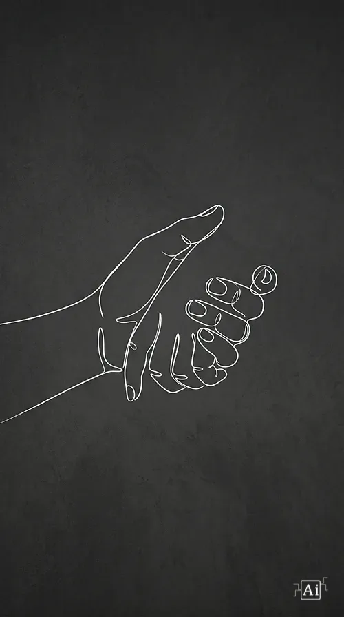 Lock screen preview of the holding hands line art wallpaper.