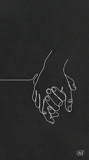 Feature banner highlighting the interlocking hands minimalist wallpaper.