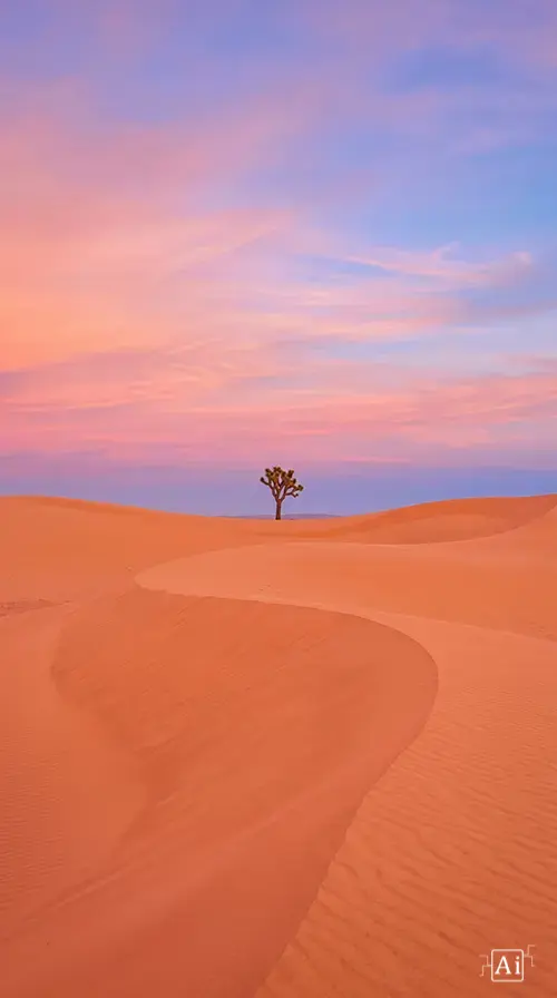 A minimalist desert landscape 4K wallpaper with smooth sand ridge textures.