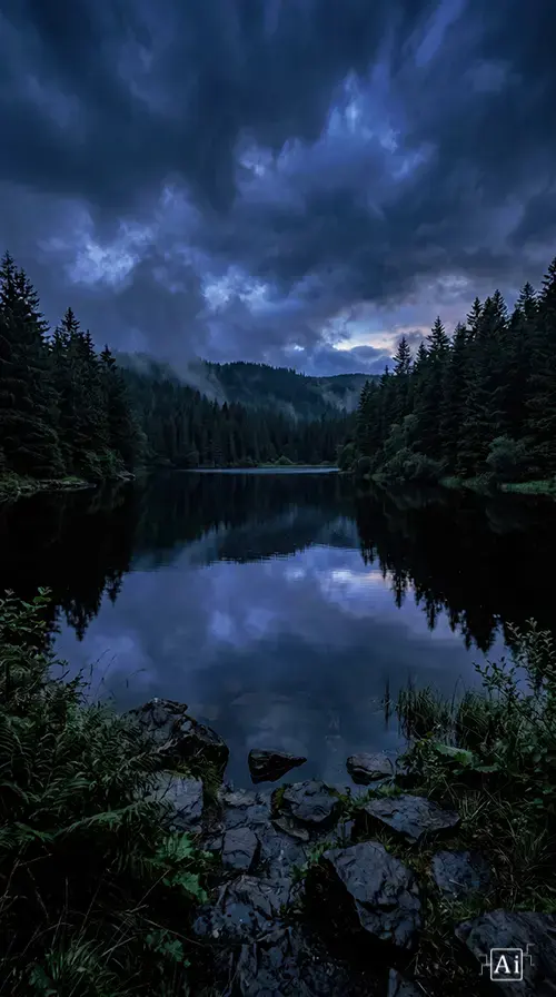 The moody nature 4K background with dark water image.