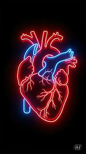 Promoted feature image for the neon anatomical heart wallpaper.