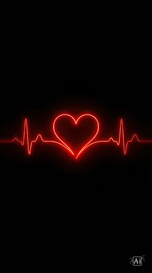 Lock screen thumbnail of the red heartbeat line wallpaper.