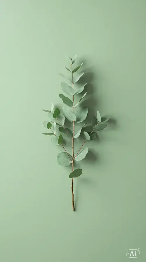 Minimalist sage green nature aesthetic 4K wallpaper.