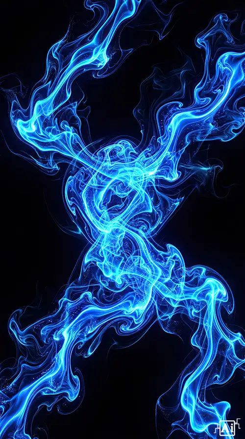 Thumbnail preview of an electric blue neon fluid flow abstract wallpaper for phone screens