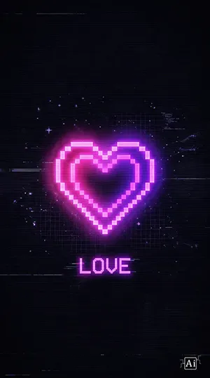Featured graphic for the Y2K neon heart glitch wallpaper category.