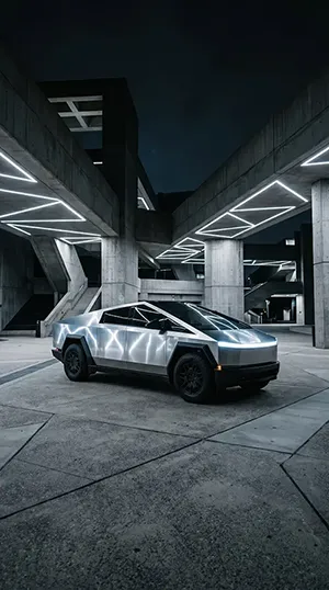 The dark cyberpunk cybertruck wallpaper art