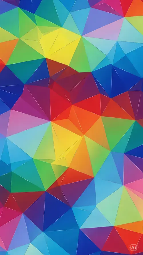 Bright rainbow colorful abstract polygon pattern aesthetic wallpaper in 4K.