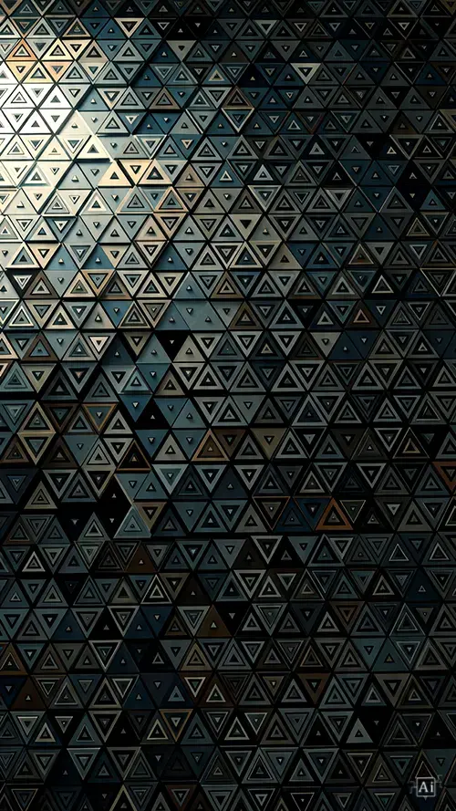 Sleek industrial dark metallic triangle pattern optimized for AMOLED battery saving wallpaper in 4K.