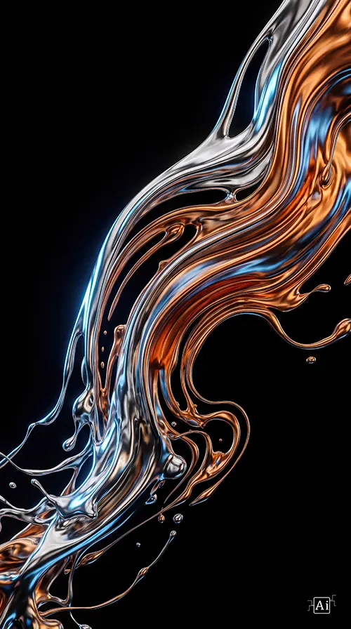 Small preview of a shiny liquid metal amoled wallpaper 4k design.