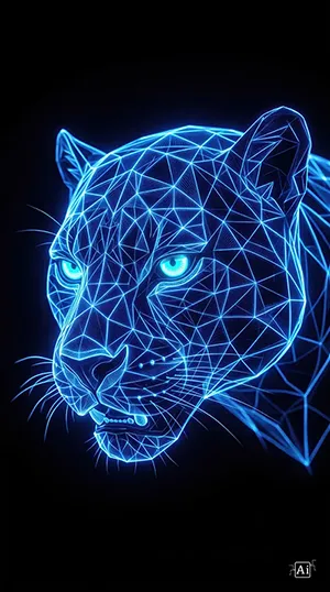displaying the intense neon panther amoled wallpaper 4k 3D portrait.