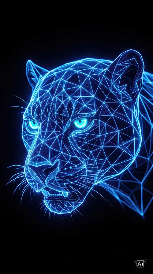 Small preview of a distinct neon panther amoled wallpaper 4k portrait.
